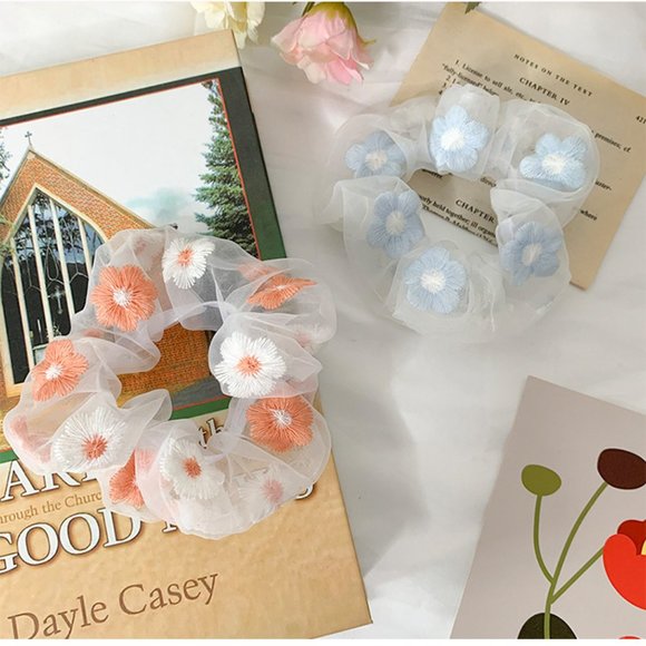 🌼Embroidery Floral Hair Tie Scrunchie - Picture 2 of 8